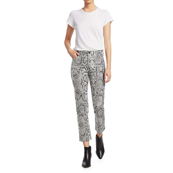 Joe's Jeans High Rise Scaled Python Snake Pants Womens 27 White Black Cigarette - Picture 1 of 16